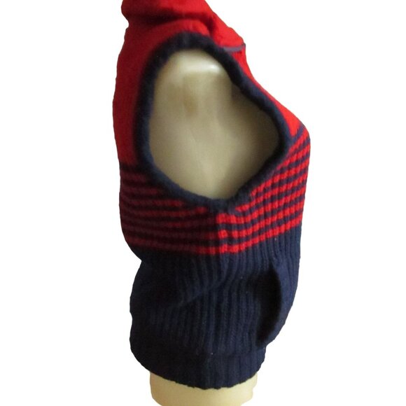 Medium Vintage Women's Knit Vest Jacket 1990's The Italian Mob Red/Blue Thick M - Picture 7 of 9